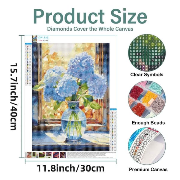 Bomclap Hydrangea 5D Diamond Kit Voksne Begyndere – DIY Gem Art Full Drill Diamond Dots! Kristallcraft – Hemmawall Indretningsgave 30x40cm