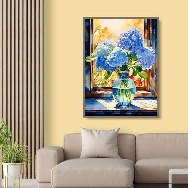 Bomclap Hydrangea 5D Diamond Kit Voksne Begyndere – DIY Gem Art Full Drill Diamond Dots! Kristallcraft – Hemmawall Indretningsgave 30x40cm