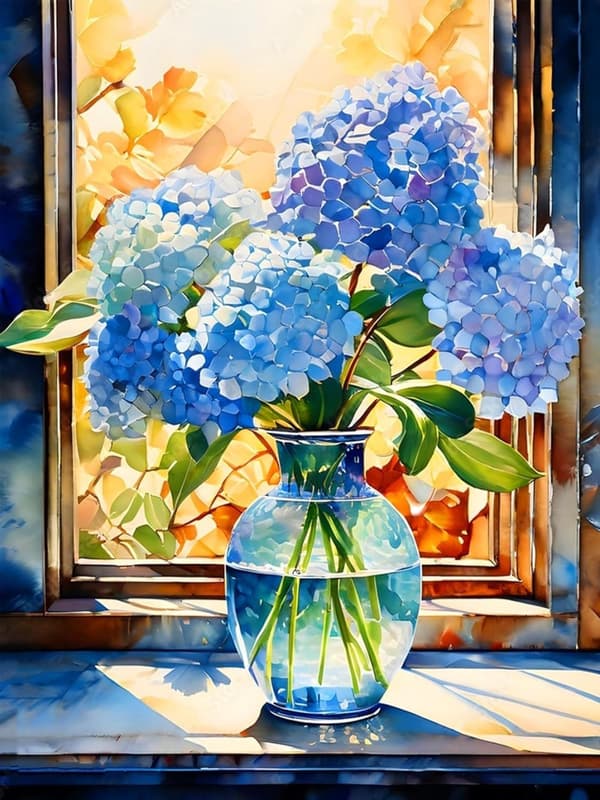 Bomclap Hydrangea 5D Diamond Kit Voksne Begyndere – DIY Gem Art Full Drill Diamond Dots! Kristallcraft – Hemmawall Indretningsgave 30x40cm