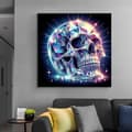 Miniatyrbillede 3 af 7: Bomclap Diamond Painting – Funklende krystal kranie i neonlys DIY 5D diamantmaleri for voksne og begyndere, 30x30cm