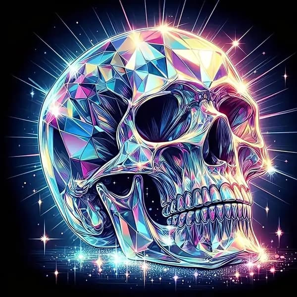Bomclap Diamond Painting – Funklende krystal kranie i neonlys DIY 5D diamantmaleri for voksne og begyndere, 30x30cm