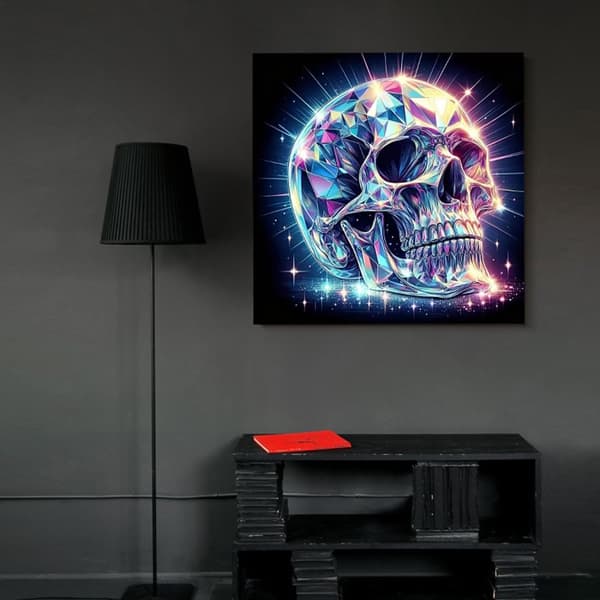 Bomclap Diamond Painting – Funklende krystal kranie i neonlys DIY 5D diamantmaleri for voksne og begyndere, 30x30cm