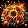 Miniatyrbillede 2 af 7: Bomclap diamantmaleri – farverig solsikke- og rosenblomstkrans i eksplosiv stil DIY 5D diamantmaleri til voksne og begyndere, 30x30cm
