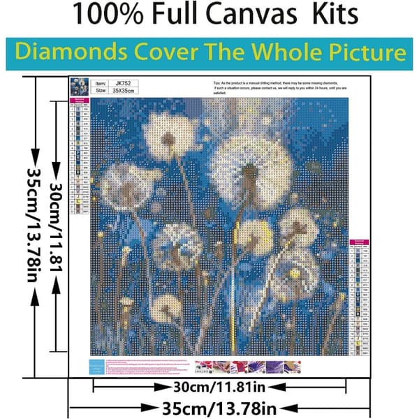 Bomclap timanttimaalaus – Taikavoikukat sinisessä pimeydessä DIY 5D-timanttimaalaus aikuisille ja aloittelijoille, 30x30cm