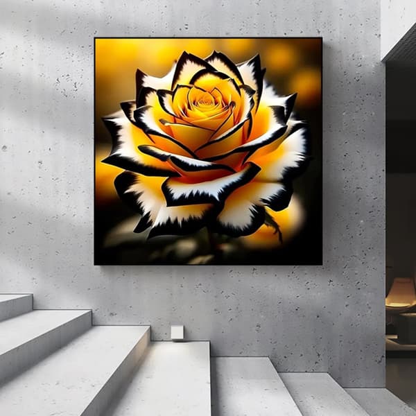 Bomclap timanttimaalaus – tyylikäs mustakeltainen ruusu DIY 5D timanttimaalaus aikuisille ja aloittelijoille, 30x30cm