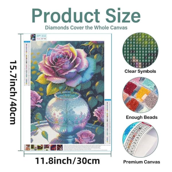 Bomclap Hortensia 5D Diamond Kit Aikuiset Aloittelijat – DIY Gem Art Full Drill Diamond Dots! Kristallcraft – Hemmawall Sisustuslahja 30x40cm