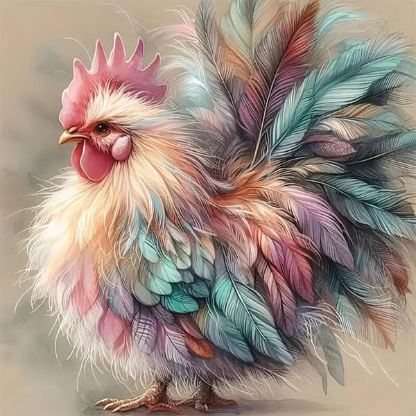 Bomclap Diamond Painting – Färgsprakande Koko i Unik Fjäderstil DIY 5D Diamantmålning för Vuxna & Nybörjare, 30x30cm