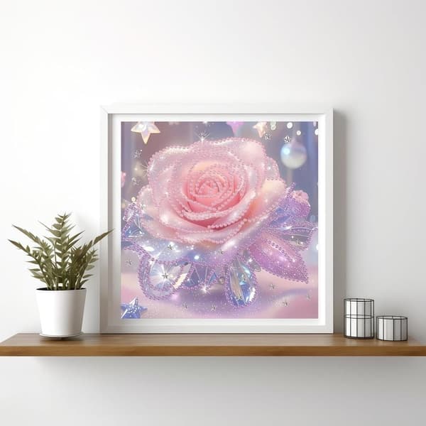 Bomclap 5D diamantmaleri blomster - DIY brugerdefineret formet krystalkunst for begyndere (30x30 cm vægdekoration)