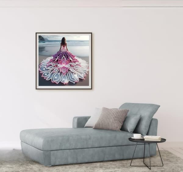Bomclap Beach Tema Diamant Kunst - DIY Coastal Girl Krystal Maleri for Voksne (30x30 cm Hjem Indretning)