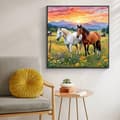 Pikkukuva 1 / 7: Bomclap Diamond Painting – Kaunis hevospariskunta auringonlaskun tuulella DIY 5D timanttimaalaus aikuisille ja aloittelijoille, 30x30cm