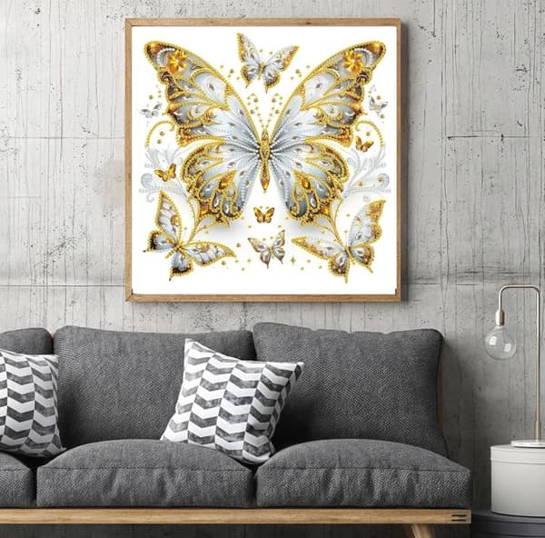 Bomclap Butterfly Design 5D Diamond Puzzle - Räätälöidyt helmet seinätaiteeseen (30x30 cm DIY-setti)
