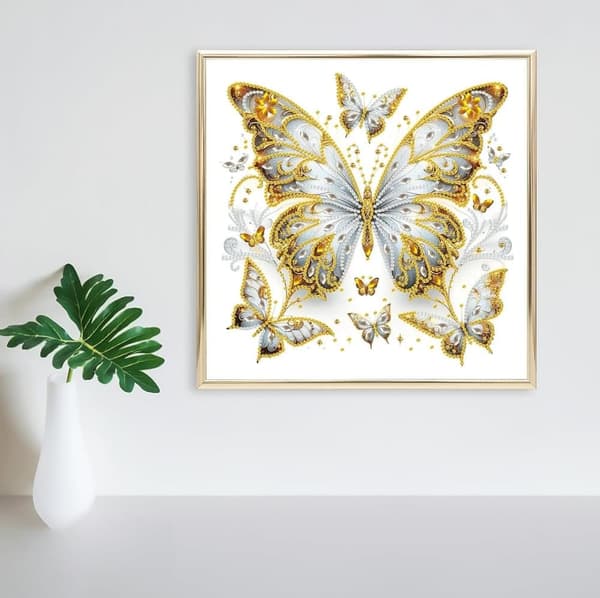 Bomclap Butterfly Design 5D Diamond Puzzle - Räätälöidyt helmet seinätaiteeseen (30x30 cm DIY-setti)