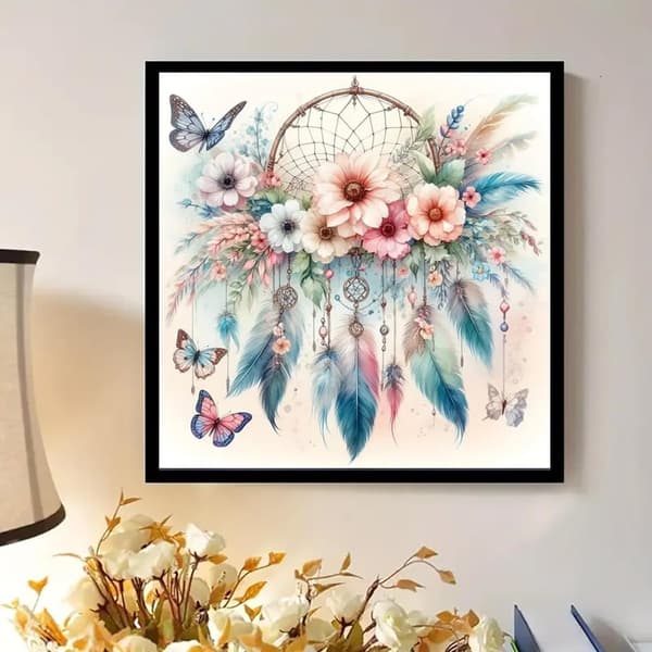 Bomclap Dream Catcher 5D Diamond Art - Rund Perlemaleri 35x35 cm DIY Vægdekoration