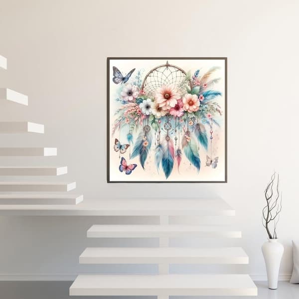 Bomclap Dream Catcher 5D Diamond Art - Rund Perlemaleri 35x35 cm DIY Vægdekoration