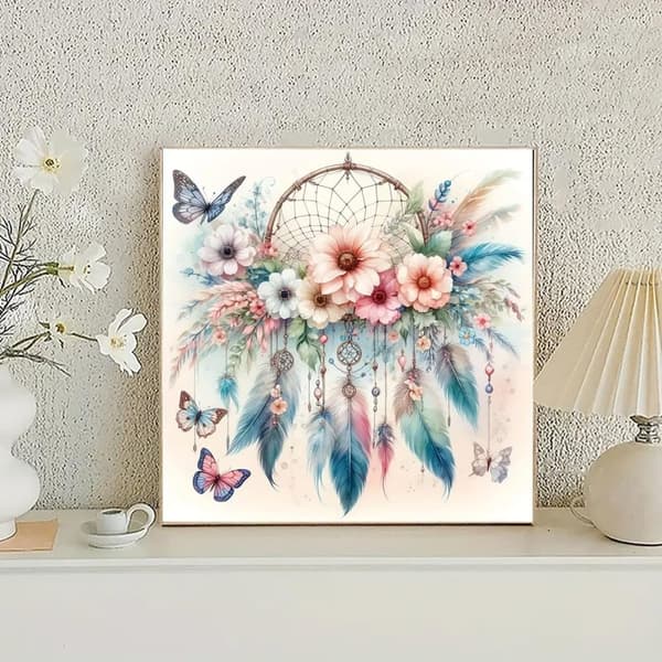 Bomclap Dream Catcher 5D Diamond Art - Rund Perlemaleri 35x35 cm DIY Vægdekoration