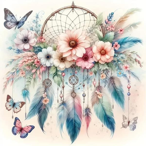 Bomclap Dream Catcher 5D Diamond Art - Pyöreä helmimaalaus 35x35 cm DIY seinäkoriste