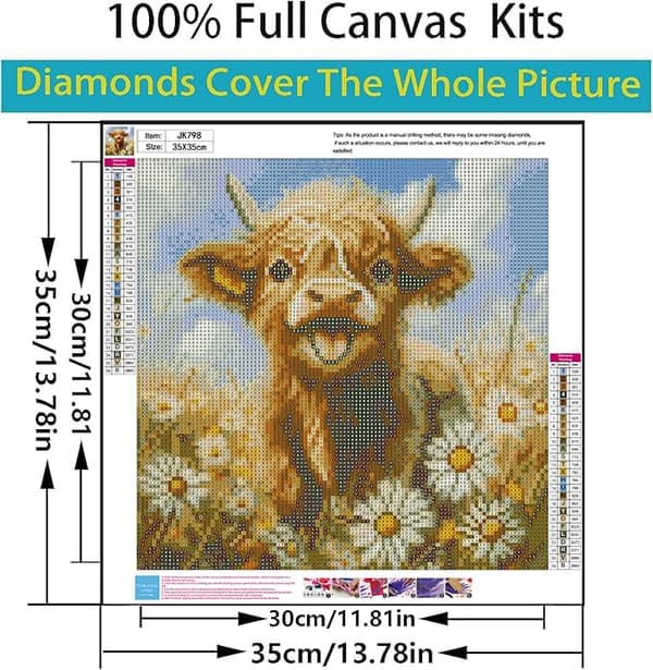 Bomclap Diamond Painting – Sødt vildsvin i blomstereng DIY 5D diamantmaleri til voksne og begyndere, 30x30cm