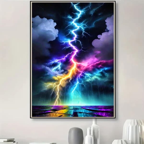 Bomclap Lightning Design Diamond Puzzle - Farverig 5D krystal kunst 30x40cm DIY sæt