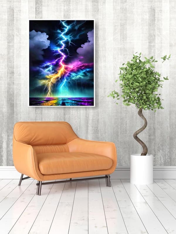 Bomclap Lightning Design Diamond Puzzle - Farverig 5D krystal kunst 30x40cm DIY sæt