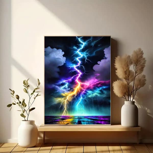 Bomclap Lightning Design Diamond Puzzle - Farverig 5D krystal kunst 30x40cm DIY sæt