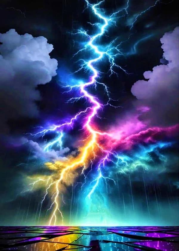 Bomclap Lightning Design Diamond Puzzle - Farverig 5D krystal kunst 30x40cm DIY sæt