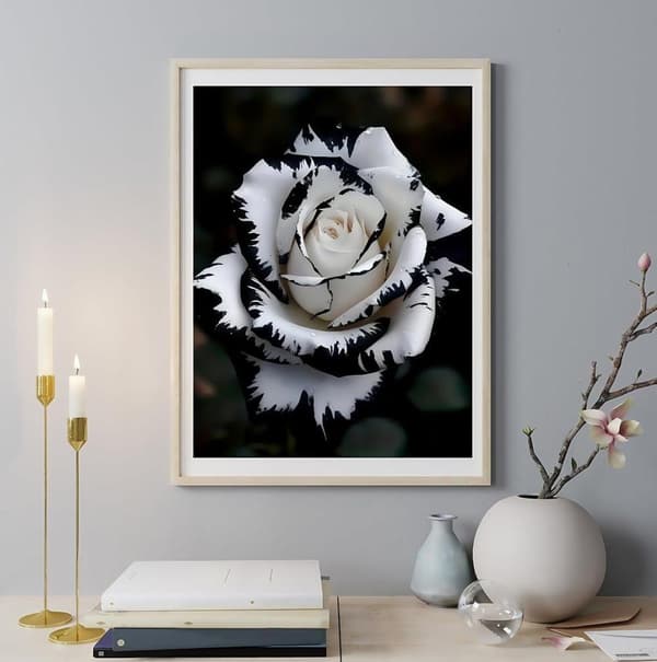 Bomclap hvid rose diamantmaleri - fuld boremaskine DIY diamantkunst 30x40 cm vægdekoration