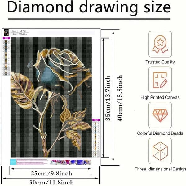 Bomclap blomstermønster diamantmaleri - fuld boremaskine DIY sæt 30x40 cm vægdekoration