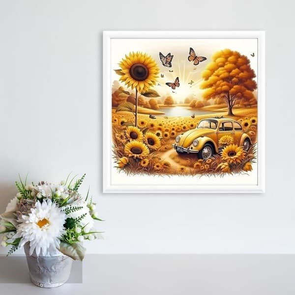 Bomclap auringonkukka Design 5D timanttitaide - 35x35cm täysi pora kristallipalapeli