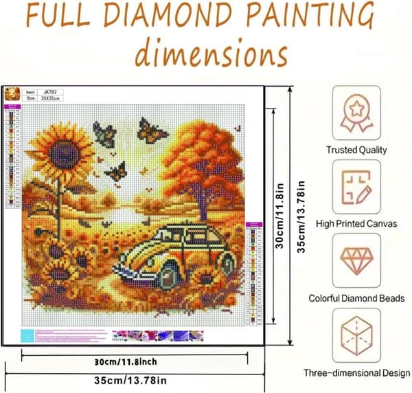Bomclap auringonkukka Design 5D timanttitaide - 35x35cm täysi pora kristallipalapeli