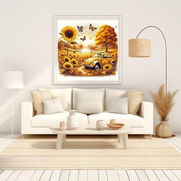 Bomclap solsikke design 5D diamant kunst - 35x35cm fuld bore krystal puslespil