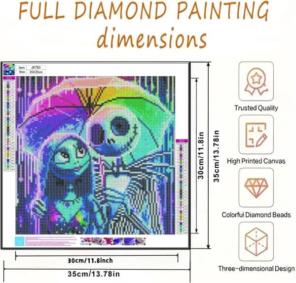 Bomclap Skull Tem Diamond Maleri - Edgy 5D Krystal Art 35x35 cm DIY