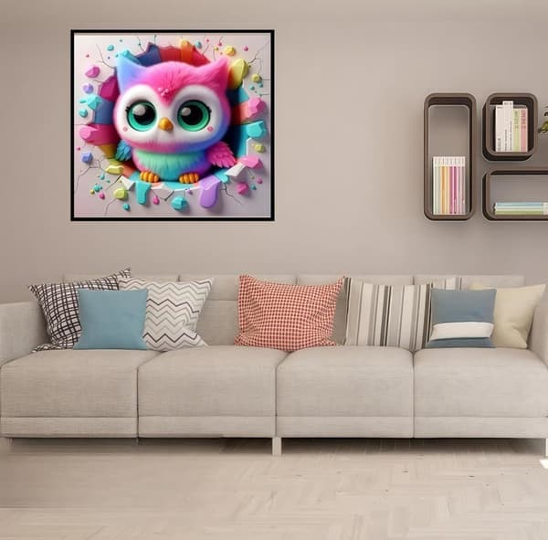 Bomclap Ugle Motiv Diamant Puslespil - 5D Naturskøn Vægkunst 35x35 cm