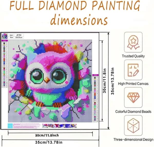 Bomclap Ugle Motiv Diamant Puslespil - 5D Naturskøn Vægkunst 35x35 cm