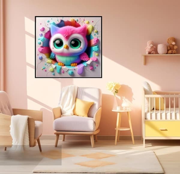 Bomclap Ugle Motiv Diamant Puslespil - 5D Naturskøn Vægkunst 35x35 cm