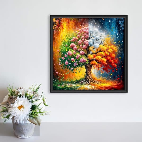 Bomclap Elämänpuu Timanttimaalaus - Symbolinen 5D-kristallitaide 35x35 cm