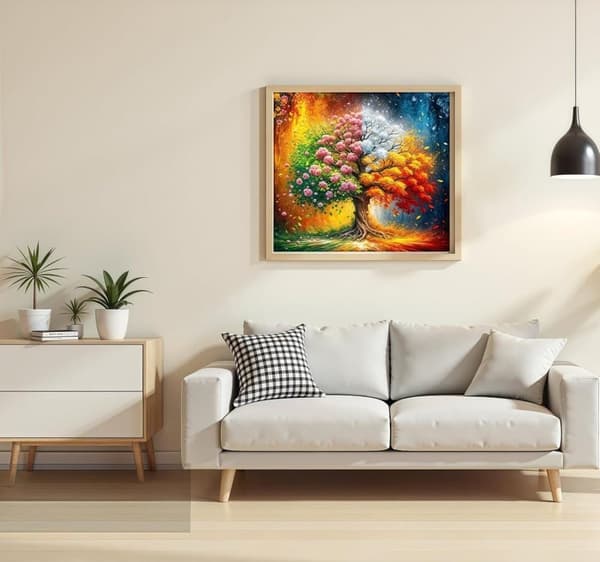 Bomclap Elämänpuu Timanttimaalaus - Symbolinen 5D-kristallitaide 35x35 cm