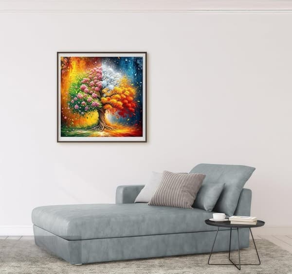 Bomclap Elämänpuu Timanttimaalaus - Symbolinen 5D-kristallitaide 35x35 cm