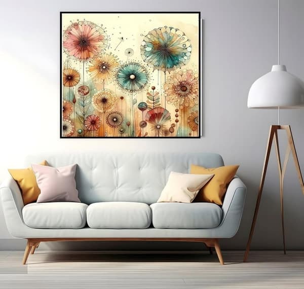 Bomclap voikukkakukka timanttipalapeli - ilmava 5D seinäkoriste 35x35 cm