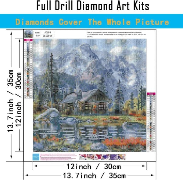 Bomclap Bergsby Maisemamaalaus 5D - Puutalo & Luonto Täyspora DIY 35x35 cm
