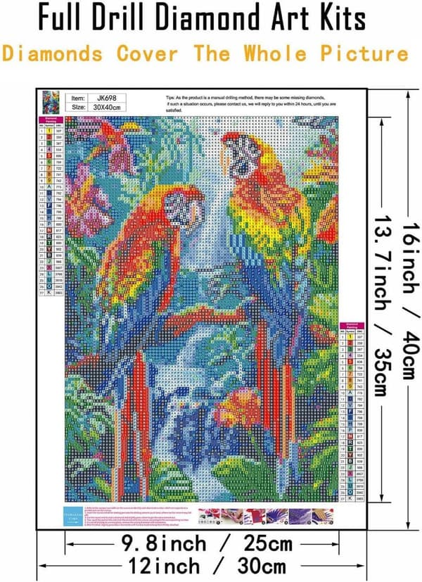Bomclap Papukaijapari Timanttipalapeli - Trooppinen Lintutaide DIY 30x40 cm