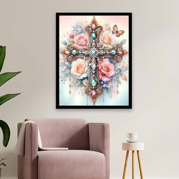 Bomclap Cross 5D Diamond Kit Aikuiset Aloittelijat - Tyhjennys - DIY Gem Art Full Drill Diamond Dots! Kristallcraft - Hemmawall Sisustuslahja 30x40cm