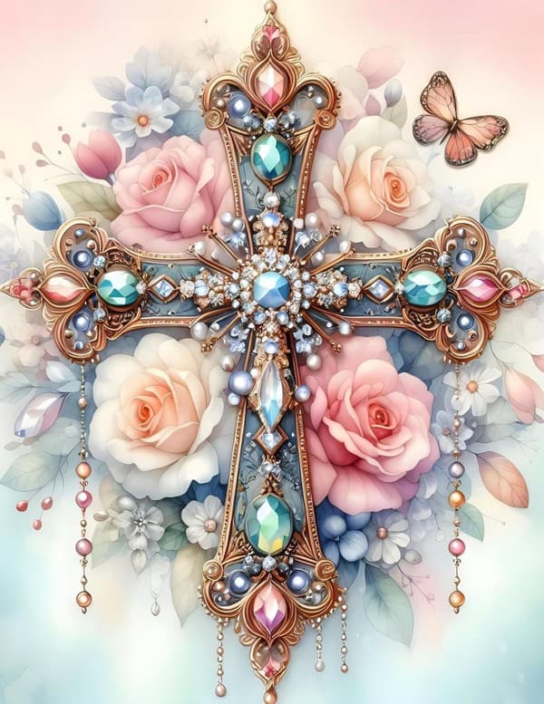 Bomclap Cross 5D Diamond Kit Aikuiset Aloittelijat - Tyhjennys - DIY Gem Art Full Drill Diamond Dots! Kristallcraft - Hemmawall Sisustuslahja 30x40cm
