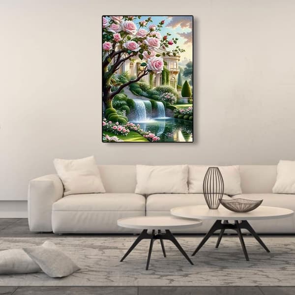 Bomclap ruusutarha 5D maisemamaalaus - täysi pora linnateema 30x40 cm