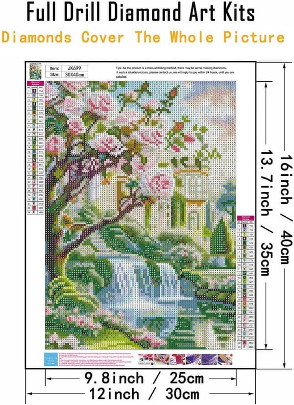 Bomclap ruusutarha 5D maisemamaalaus - täysi pora linnateema 30x40 cm