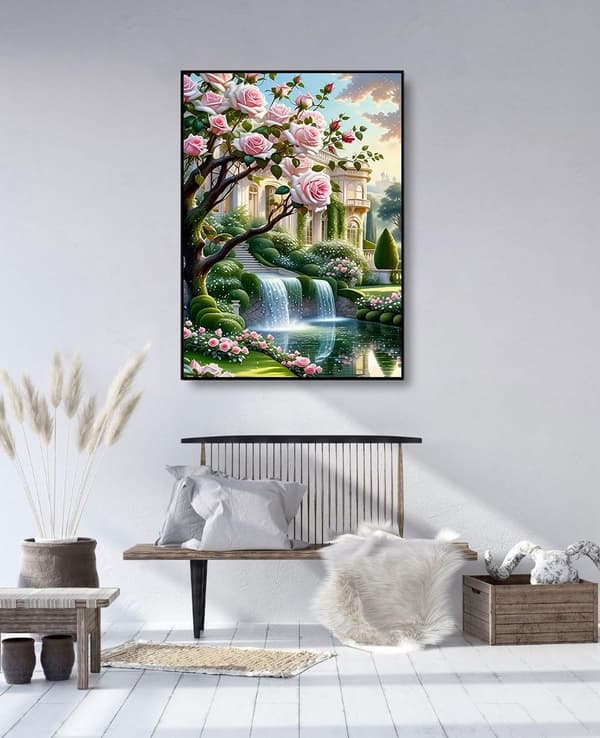 Bomclap ruusutarha 5D maisemamaalaus - täysi pora linnateema 30x40 cm