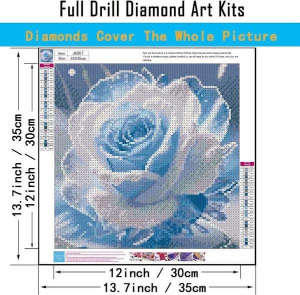 Bomclap Blue Rose -timanttimaalaus - ainutlaatuinen kukkataide täysi pora 35x35 cm