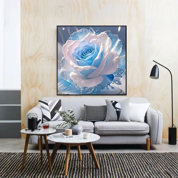 Bomclap Blue Rose -timanttimaalaus - ainutlaatuinen kukkataide täysi pora 35x35 cm
