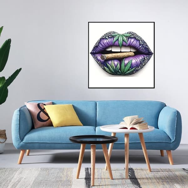 Bomclap Læbemotiv Diamant Puslespil - Lilla Røg Design Fuld Boremaskine 35x35 cm