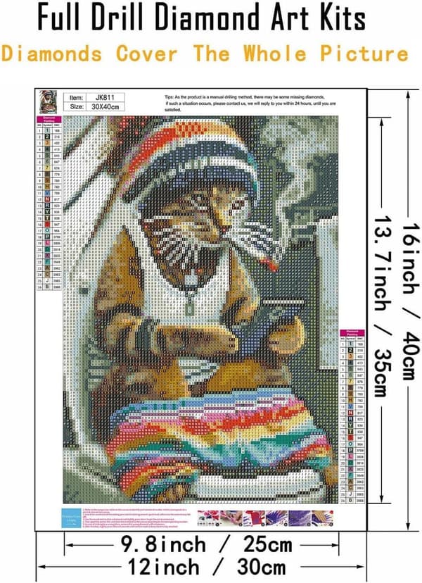 Bomclap Cat Portrait Diamond Art - söpö eläinsuunnittelu täysi pora 30x40 cm