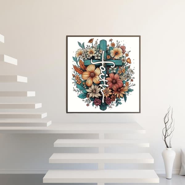 Bomclap Blomsterkors Diamantkonst Full Drill - Religiöst Hantverk med Kristaller 35x35 cm